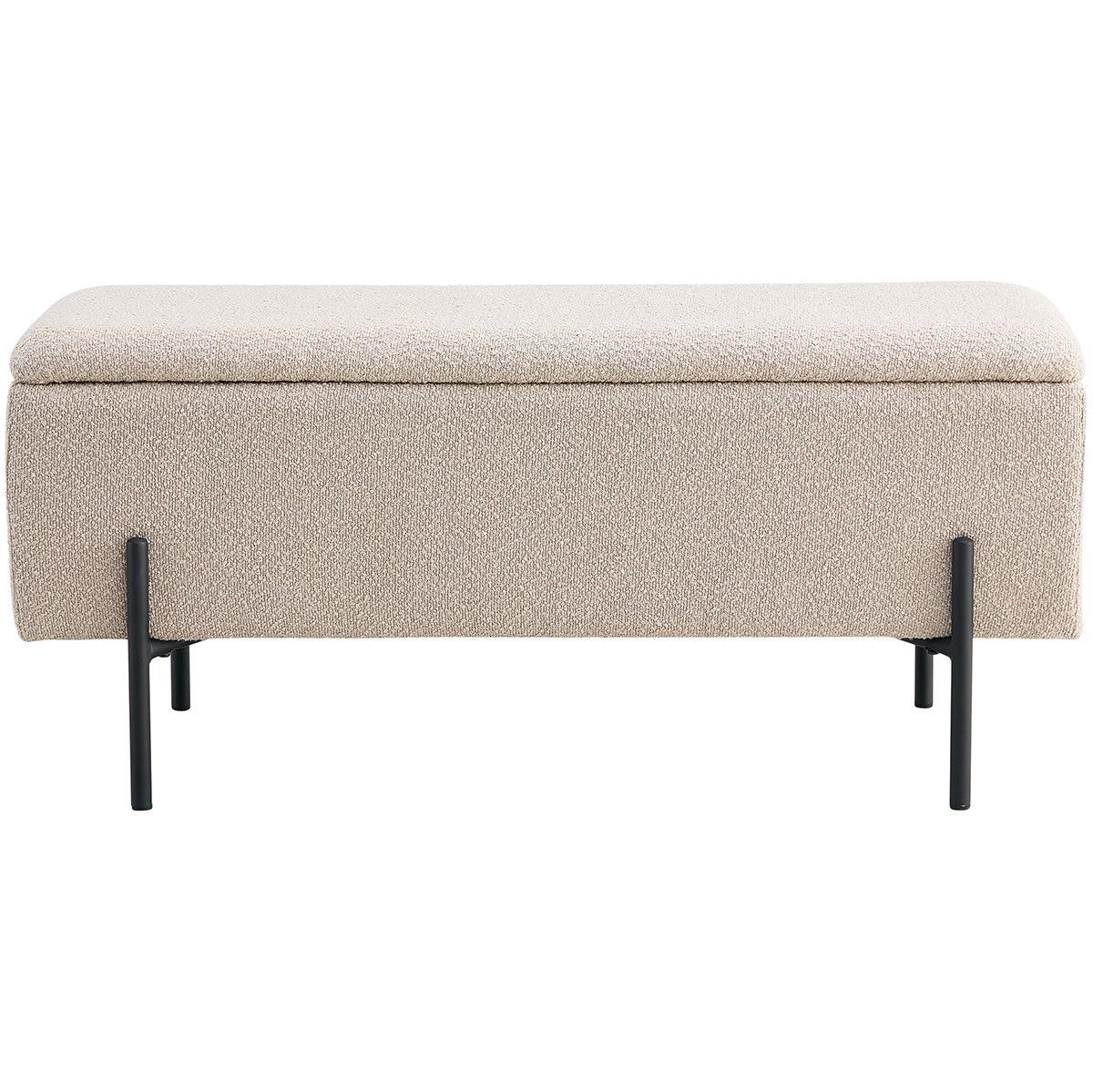 Watford Beige Boucle Bench with Storage - WOO .Design