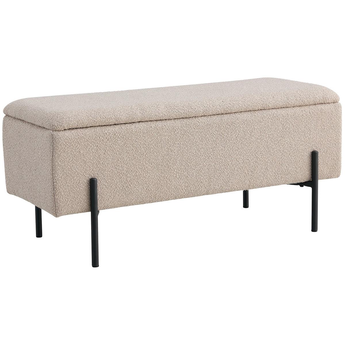 Watford Beige Boucle Bench with Storage - WOO .Design