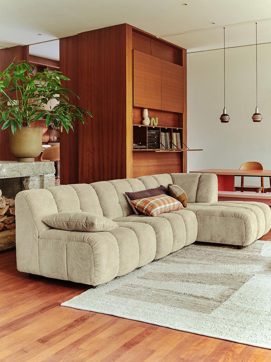 Wave Corduroy Rib Couch - Element Right Low Arm - WOO .Design