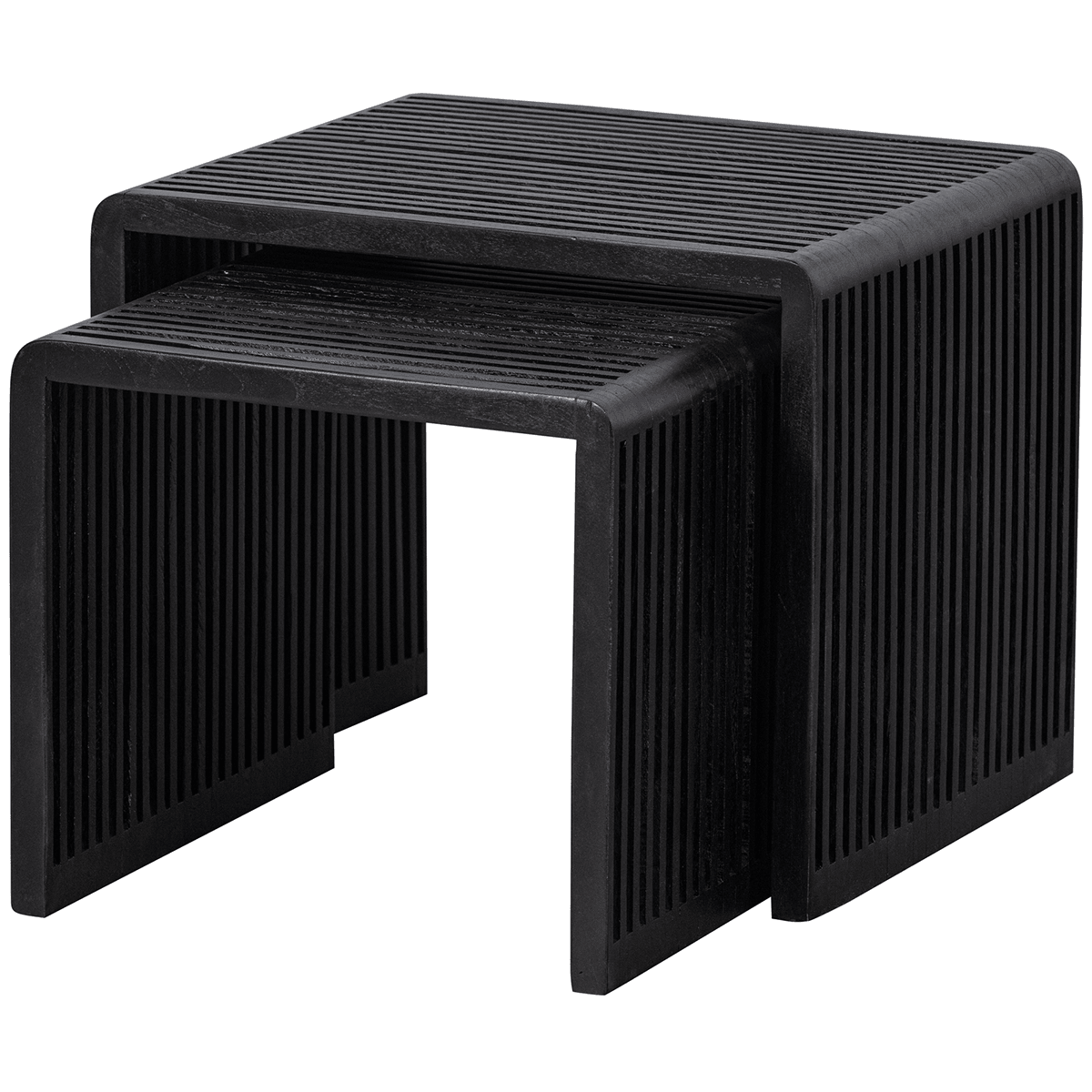 Willa Black Teak Wood Side Table (2/Set) - WOO .Design