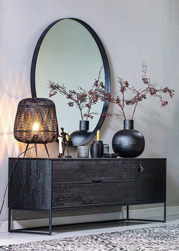 Doutzen Mini Black Metal Round Mirror