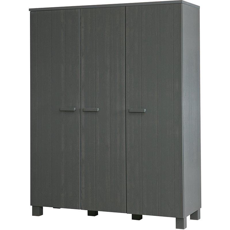 Dennis Brushed Pine Wood 3 Doors Wardrobe