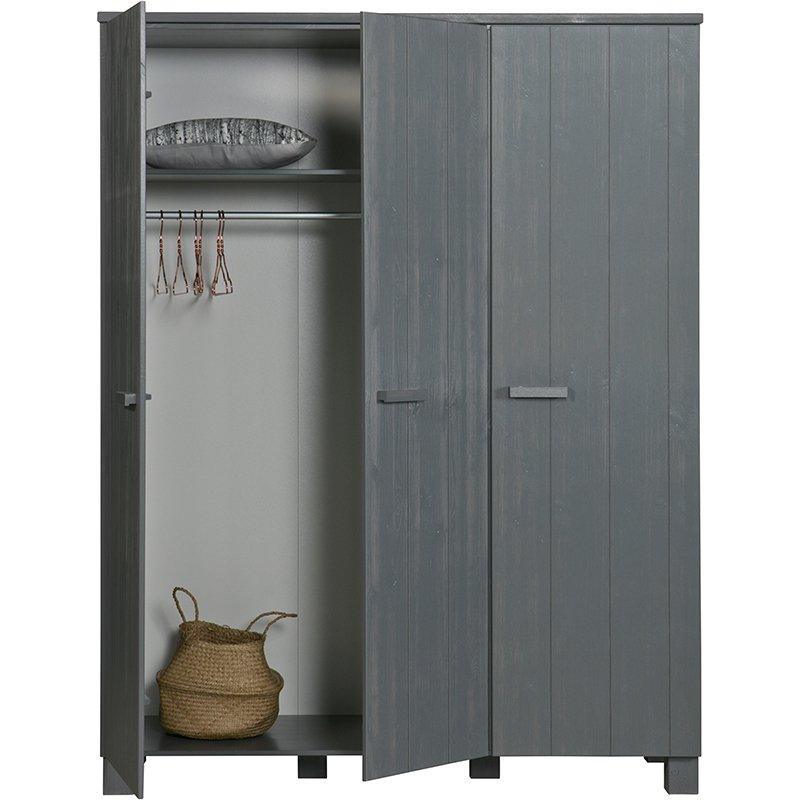 Dennis Brushed Pine Wood 3 Doors Wardrobe