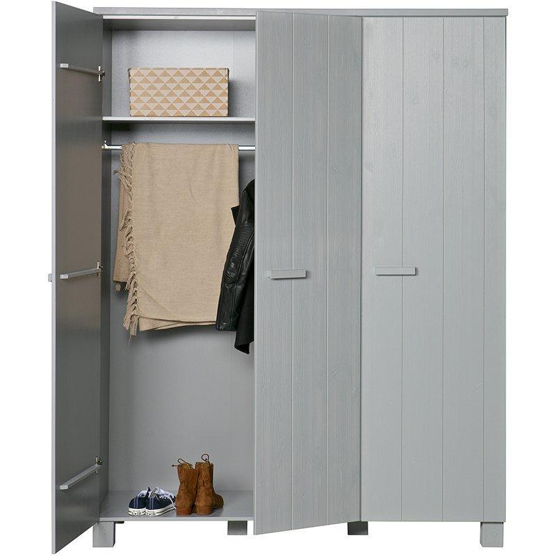 Dennis Brushed Pine Wood 3 Doors Wardrobe