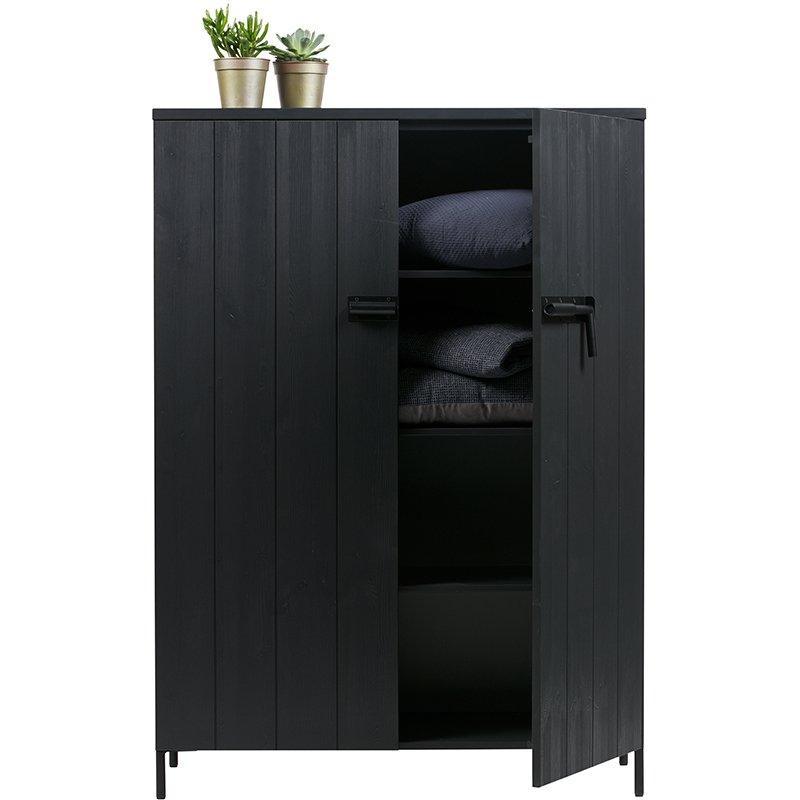 Bruut Black Pine Wood 2 Door Cabinet