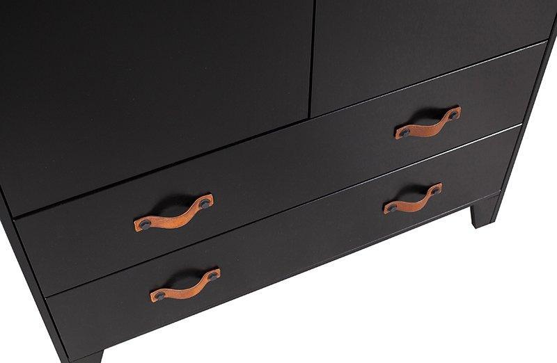 Dian Black Pine Wood Wardrobe Cabinet