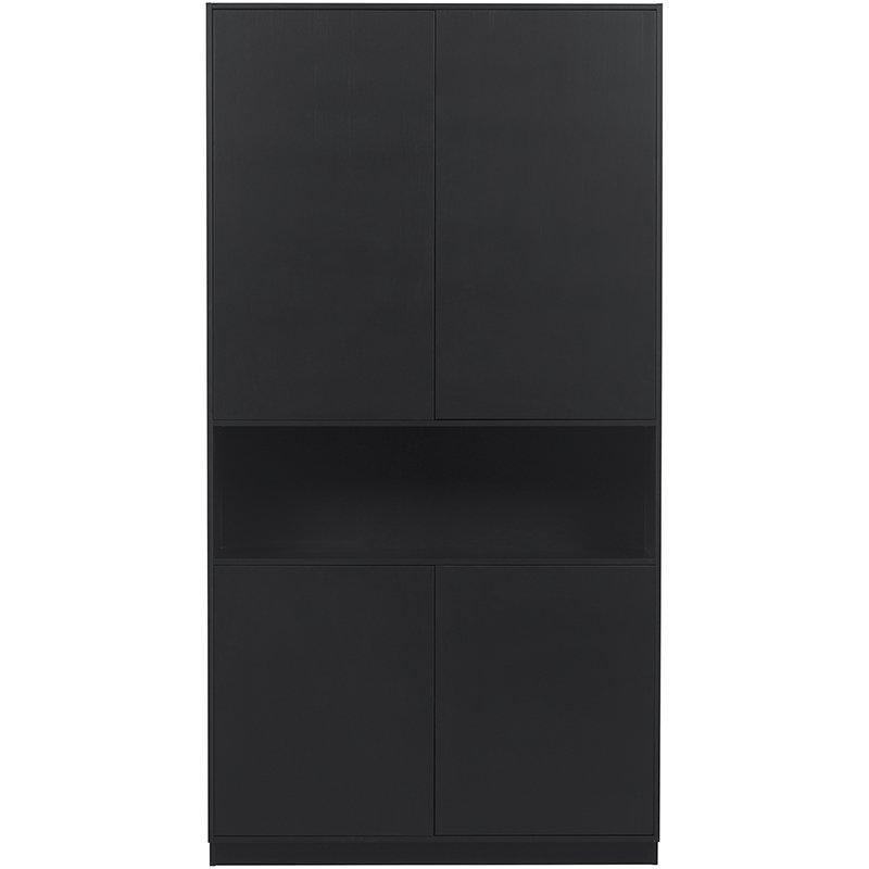 Finca Deep Black Pine Wood Buffet-Storage Cabinet 110 cm
