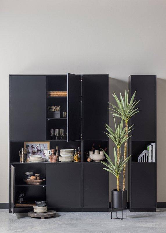 Finca Deep Black Pine Wood Buffet-Storage Cabinet 110 cm