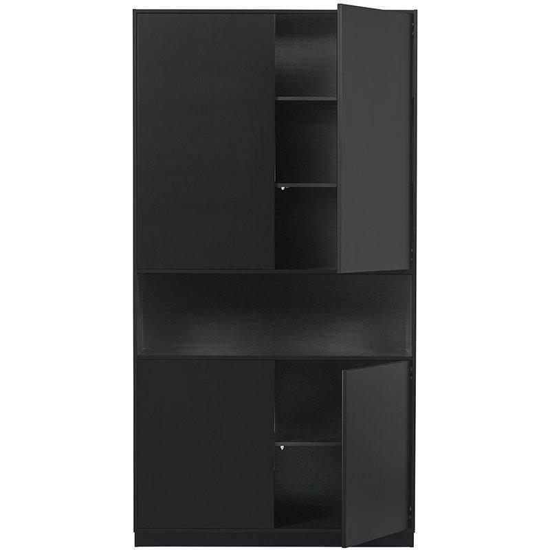 Finca Deep Black Pine Wood Buffet-Storage Cabinet 110 cm