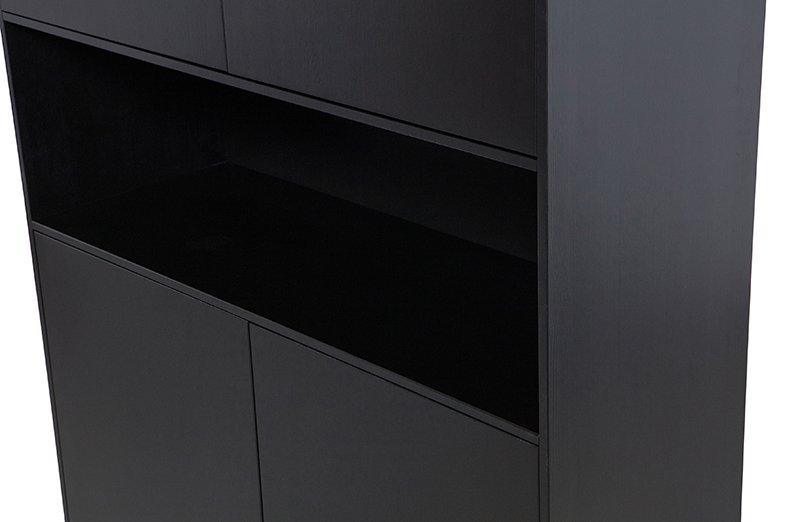 Finca Deep Black Pine Wood Buffet-Storage Cabinet 110 cm