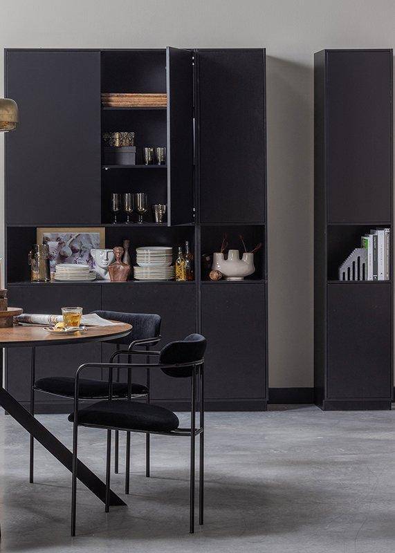 Finca Deep Black Pine Wood Buffet-Storage Cabinet 110 cm