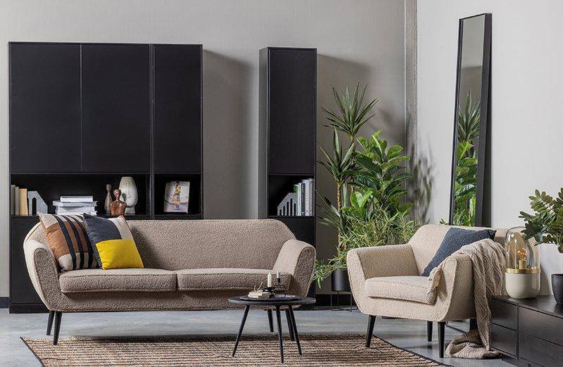 Finca Deep Black Pine Wood Buffet-Storage Cabinet 40 cm