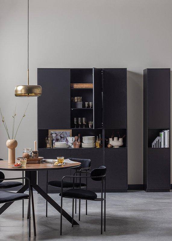 Finca Deep Black Pine Wood Buffet-Storage Cabinet 40 cm