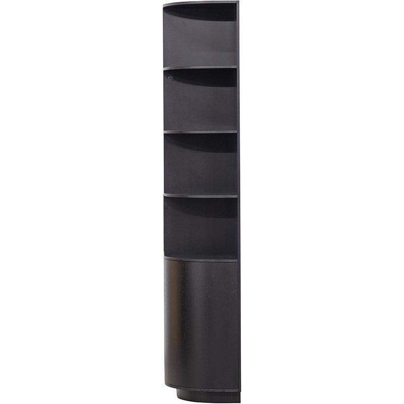Finca Deep Black Pine Wood Round Storage Cabinet left 78 cm