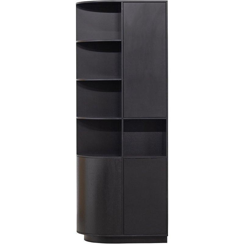 Finca Deep Black Pine Wood Round Storage Cabinet left 78 cm