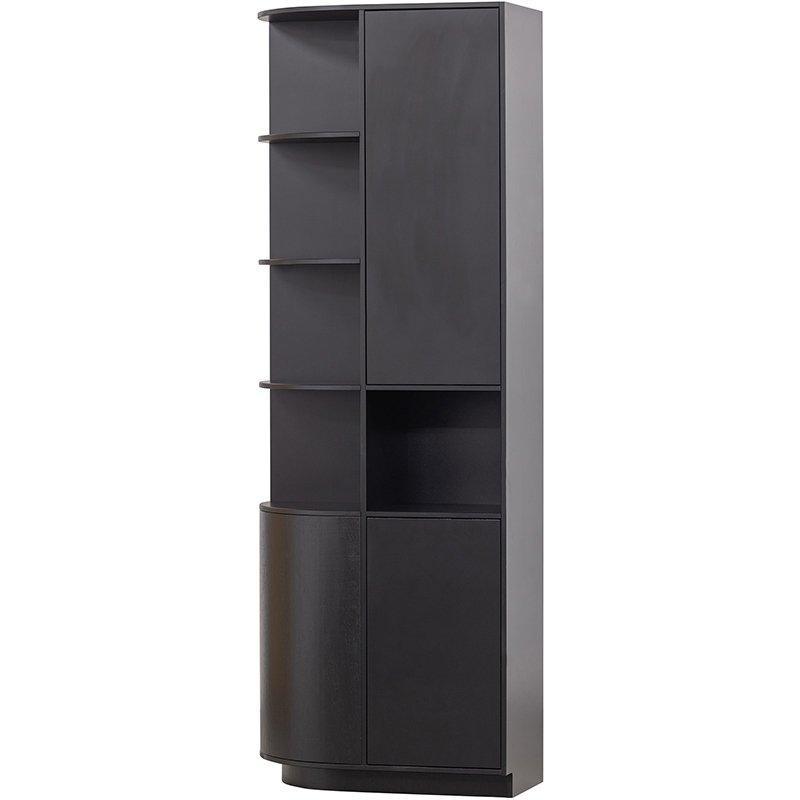 Finca Deep Black Pine Wood Round Storage Cabinet left 78 cm