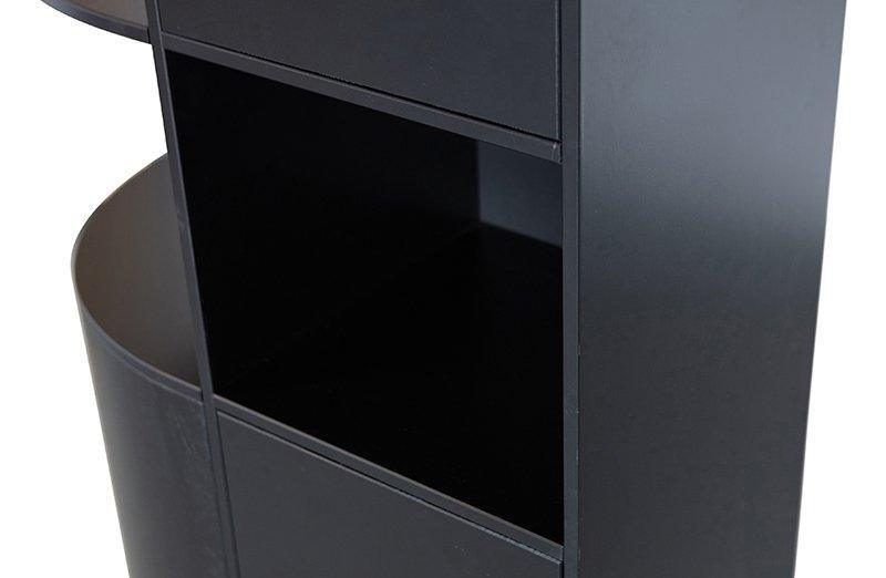 Finca Deep Black Pine Wood Round Storage Cabinet left 78 cm