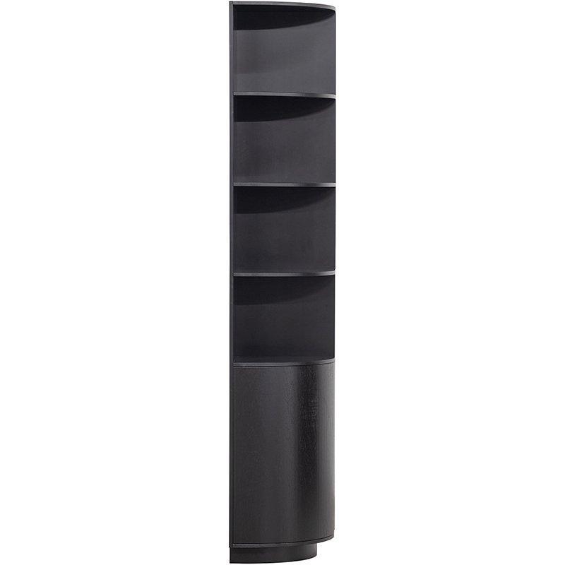 Finca Deep Black Pine Wood Round Storage Cabinet right 78 cm