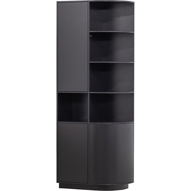 Finca Deep Black Pine Wood Round Storage Cabinet right 78 cm