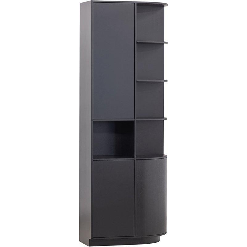 Finca Deep Black Pine Wood Round Storage Cabinet right 78 cm