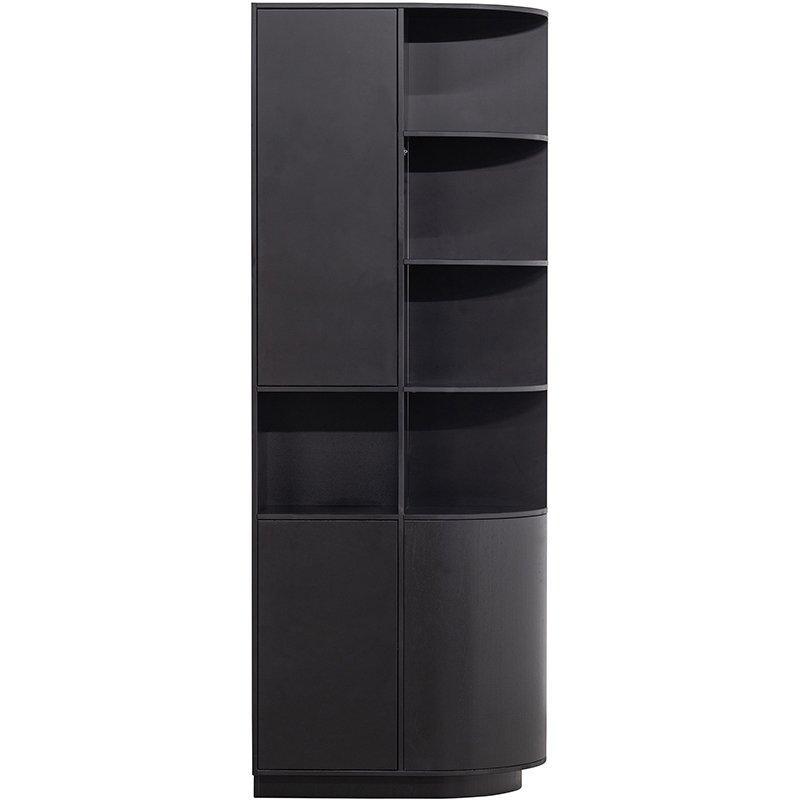 Finca Deep Black Pine Wood Round Storage Cabinet right 78 cm