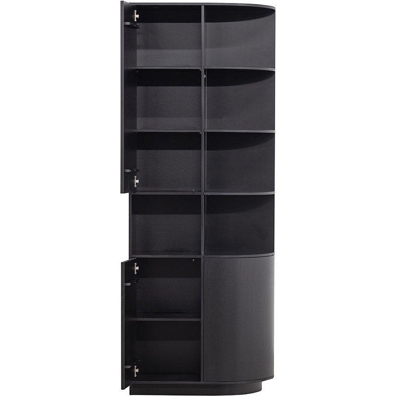 Finca Deep Black Pine Wood Round Storage Cabinet right 78 cm