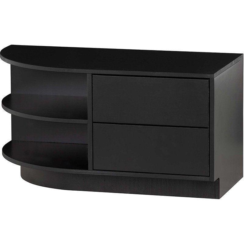 Finca Deep Black Pine Wood Round TV Cabinet left 78 cm