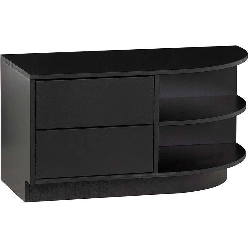 Finca Deep Black Pine Wood Round TV Cabinet right 78 cm