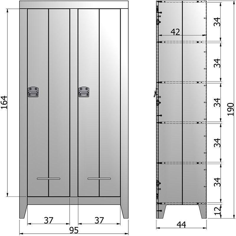 Kluis Steel Grey Pine Wood Cabinet