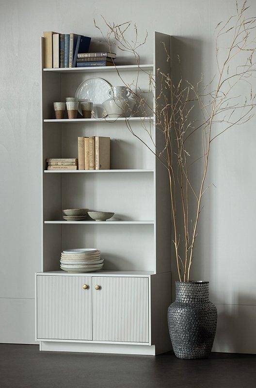 Madu Deep Cloud Grey Pine Wood Bookcase