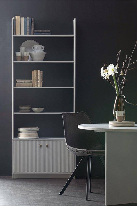 Madu Deep Cloud Grey Pine Wood Bookcase