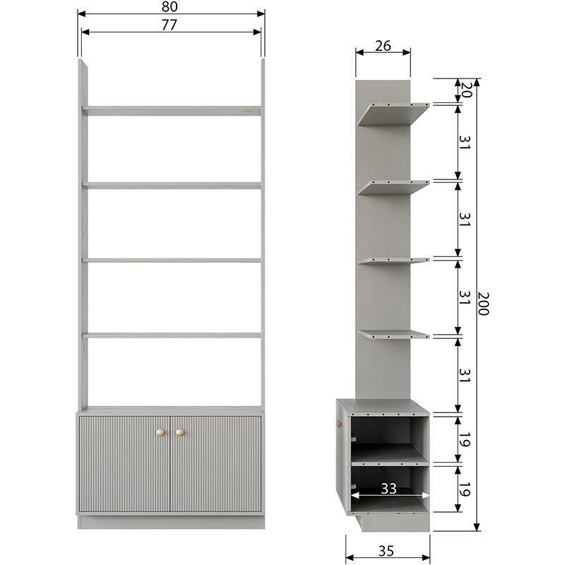 Madu Deep Cloud Grey Pine Wood Bookcase