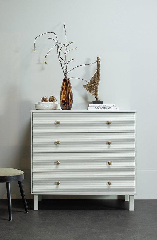 Madu Deep Cloud Grey Pine Wood Cabinet with Drawers