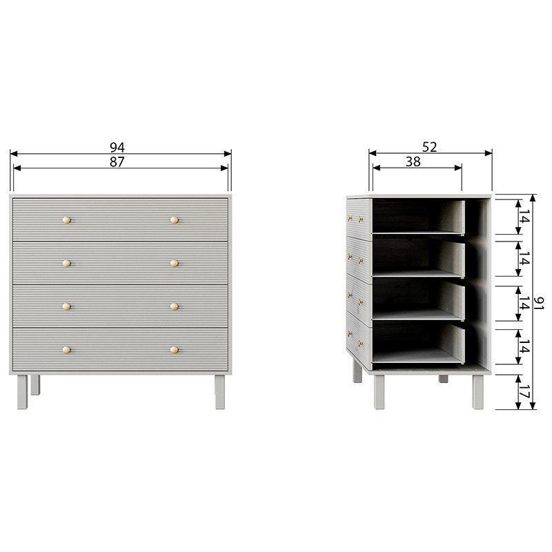 Madu Deep Cloud Grey Pine Wood Cabinet with Drawers