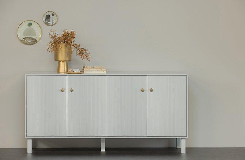 Madu Deep Cloud Grey Pine Wood Sideboard