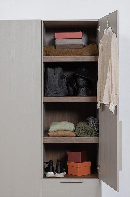 Rens Pebble Grey Long Handle 1 Door Wardrobe