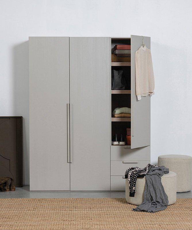 Rens Pebble Grey Long Handle 1 Door Wardrobe