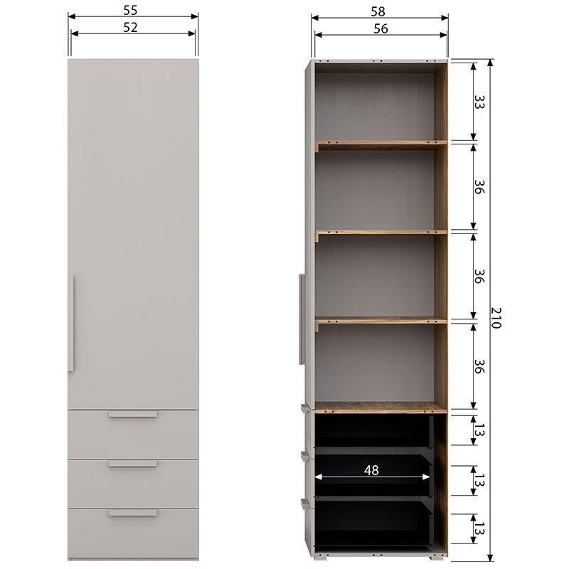 Rens Pebble Grey Long Handle 1 Door Wardrobe
