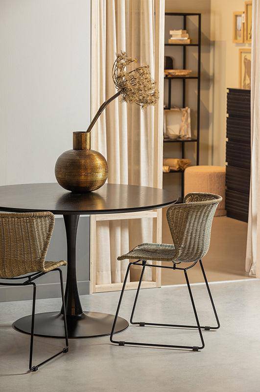 Sammy Black Trumpet Base Round Dining Table