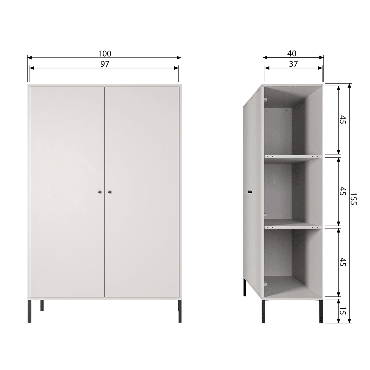 Xam Cloud Grey Pine Closet Cabinet - WOO .Design