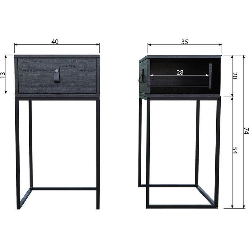 Zola Black Pine Wood Night Stand - WOO .Design