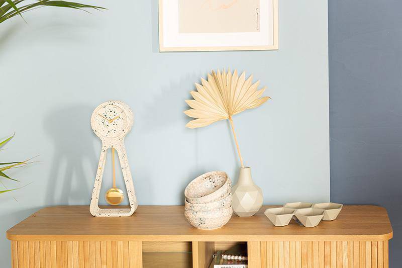 Pendulum Terrazzo White Time Clock