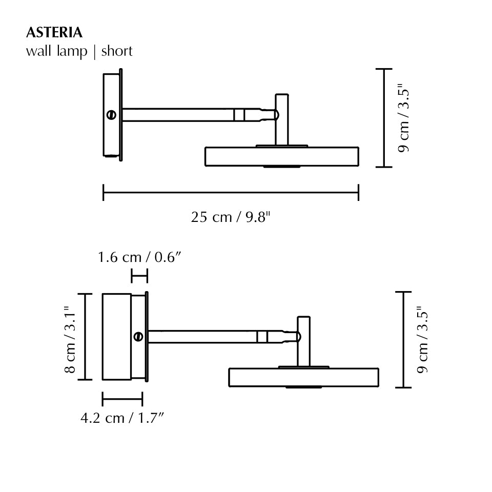 Asteria Monochrome Short Wall Lamp