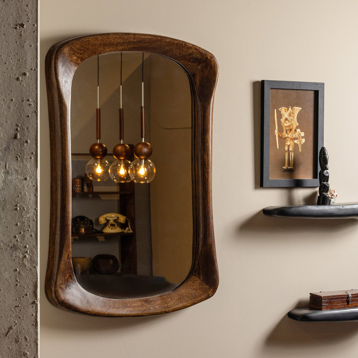 Glittering Walnut Wood Mirror