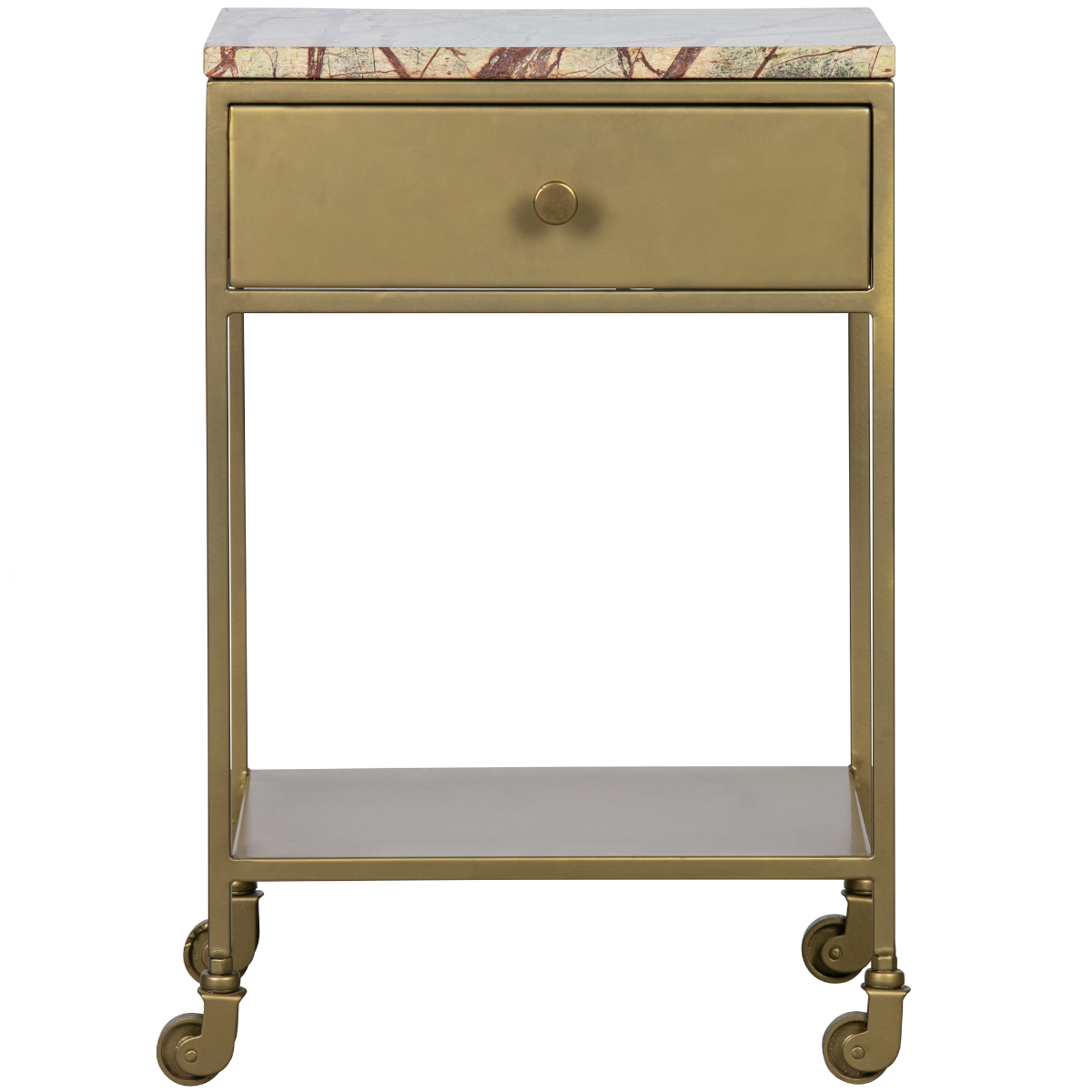 Clinic Antique Brass Marble Night Stand