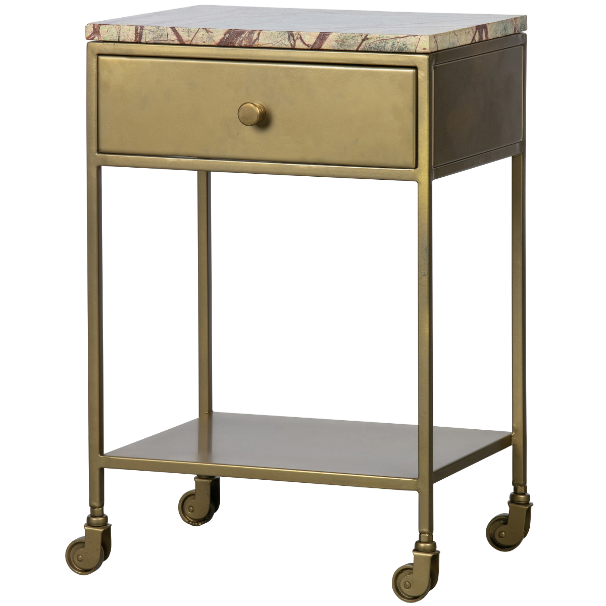 Clinic Antique Brass Marble Night Stand