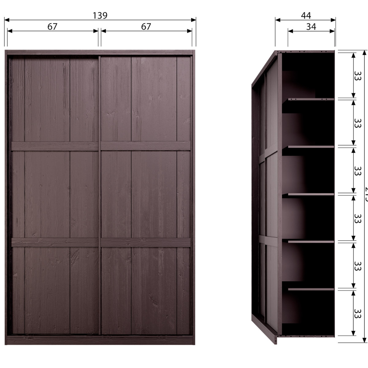 Katoi Deep Brushed Pine Wood Storage Cabinet