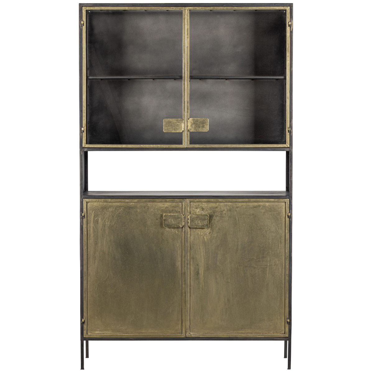 Pack Antique Brass Metal Glass Door Cabinet