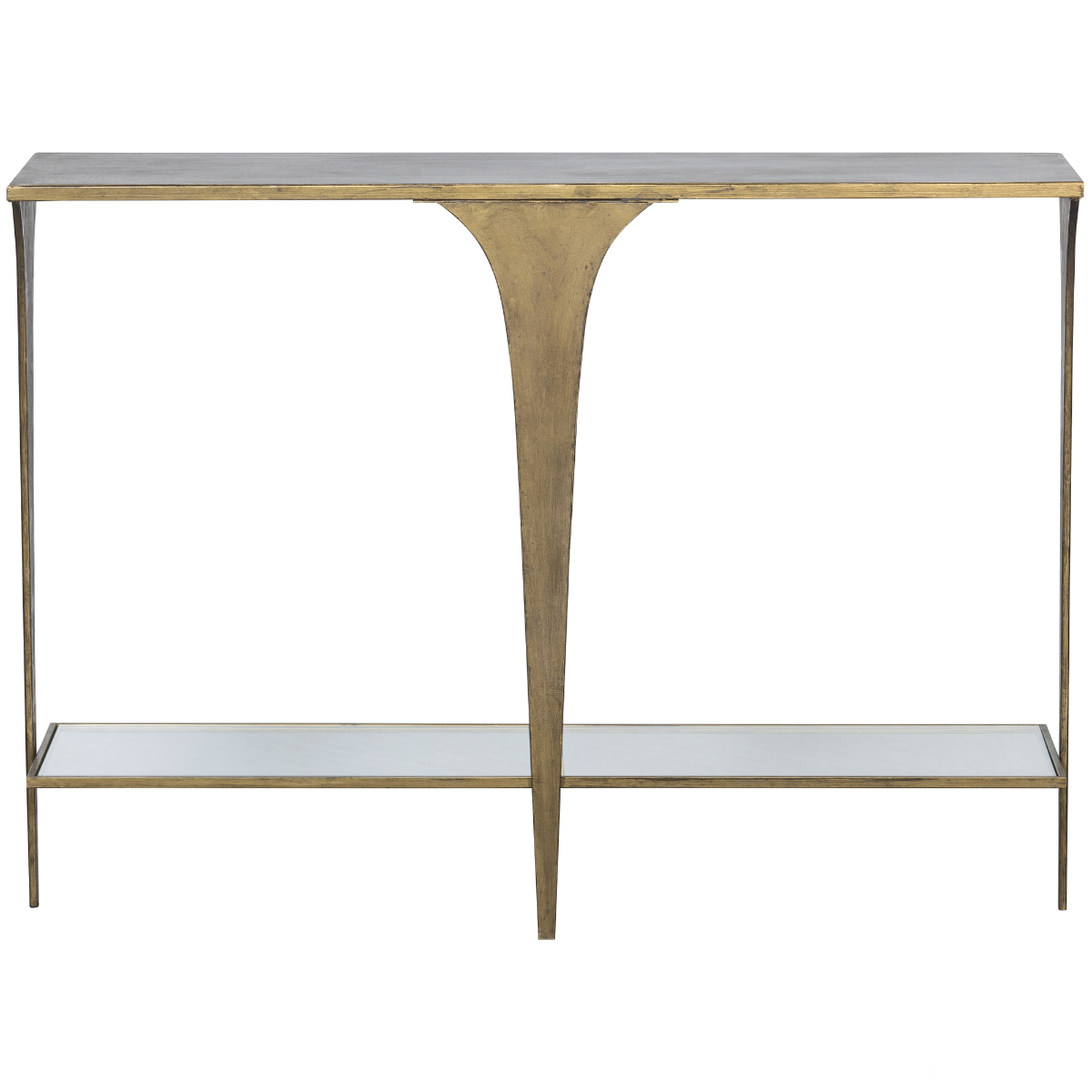 Scooping Antique Brass Metal Console