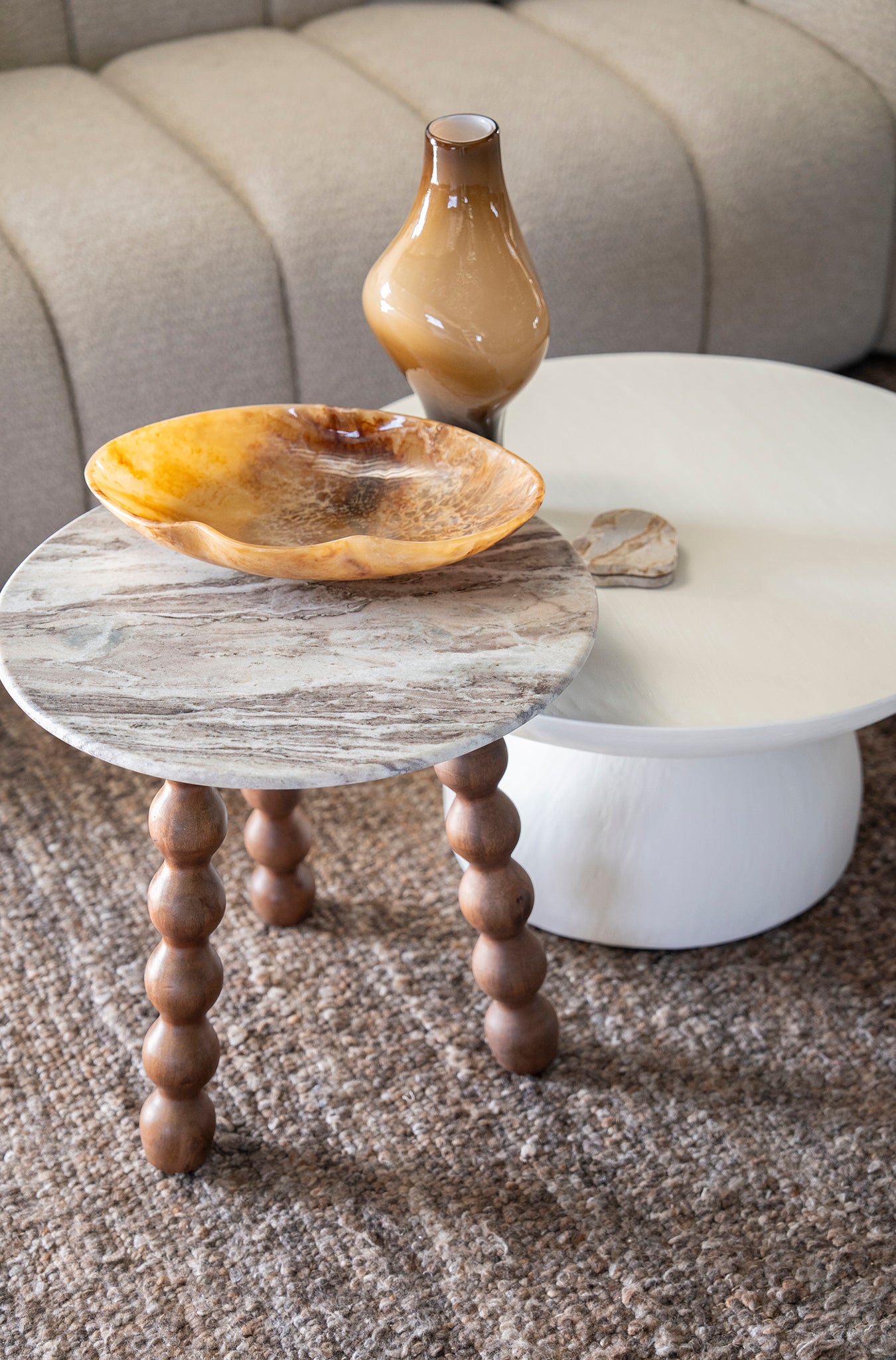 Nelo Marble/Mango Wood Side Table